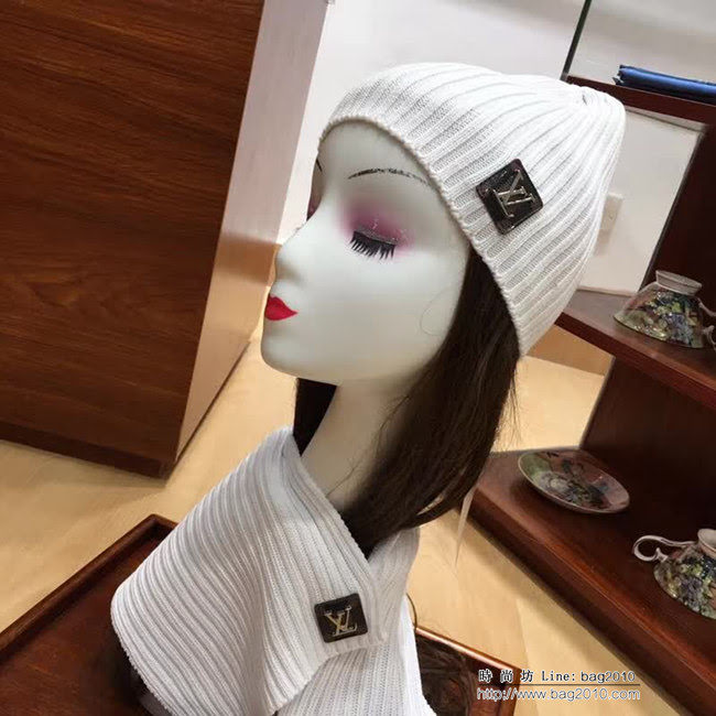 路易威登LV 新款 原單羊毛帽子圍巾套裝 情侶款 男女同款 LLWJ6439